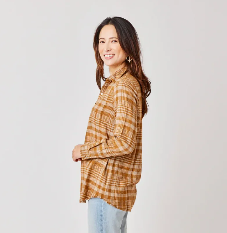 D Sawyer Twill Top - cocoa plaid