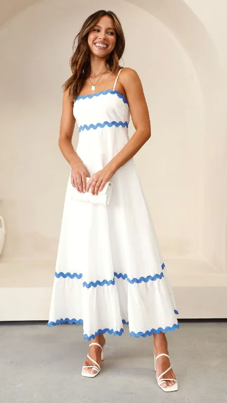 Brodey Midi Dress - White / Blue